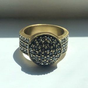 Heidi Daus Gold Tone Pave Crystal Disc Ring, 6.5